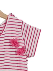 Vorschaubild 3 von Freizeitkleid Gr. 146 Pink Gestreift Blumen Rüschen Sommerkleid