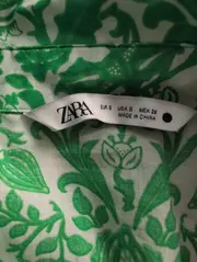 Vorschaubild 6 von Damen Blusenkleid Gr. E Grün Weiß Floral Minikleid Feminin Baumwolle