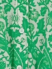 Vorschaubild 4 von Damen Blusenkleid Gr. E Grün Weiß Floral Minikleid Feminin Baumwolle