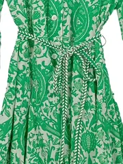 Vorschaubild 3 von Damen Blusenkleid Gr. E Grün Weiß Floral Minikleid Feminin Baumwolle