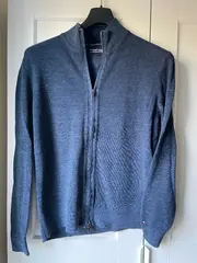 Vorschaubild 3 von Strickjacke Herren Gr. L Blau Reißverschluss Baumwolle