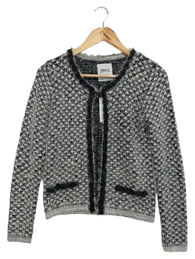 ONLY Damen Strickjacke Grau Melange 34/XS Langarm Modisch Elegant