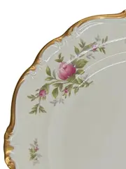 Vorschaubild 3 von Pompadour Essteller Porzellan Rosenmuster Goldrand 19cm