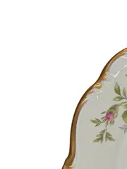 Vorschaubild 2 von Pompadour Essteller Porzellan Rosenmuster Goldrand 19cm