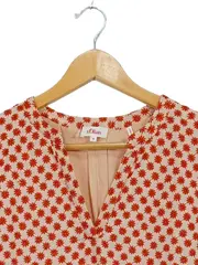 Vorschaubild 3 von Damen Bluse Shirt Gr. M Floral Beige Orange V-Ausschnitt