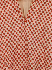 Vorschaubild 4 von Damen Bluse Shirt Gr. M Floral Beige Orange V-Ausschnitt