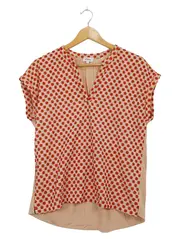 Vorschaubild 2 von Damen Bluse Shirt Gr. M Floral Beige Orange V-Ausschnitt