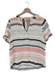 Vorschaubild 1 von Bluse Damen Gr. 36/S Mehrfarbig Casual Ethno Streifen Kurzarm