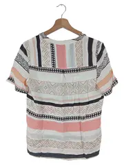 Vorschaubild 2 von Bluse Damen Gr. 36/S Mehrfarbig Casual Ethno Streifen Kurzarm