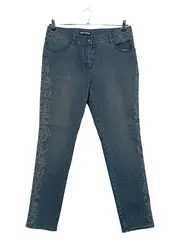Vorschaubild 1 von Damen Jeans Regular Fit Blau Floralmuster Stickerei Gr. 42