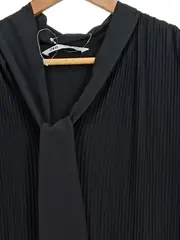 Vorschaubild 3 von Damen Blusenkleid Gr. S (36) Schwarz Elegant mit Schleife & Falten