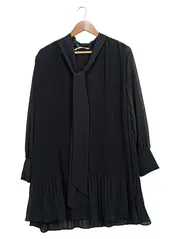 Vorschaubild 1 von Damen Blusenkleid Gr. S (36) Schwarz Elegant mit Schleife & Falten