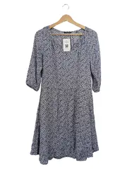 Vorschaubild 1 von Damen Freizeitkleid Gr. 34;XS Blau gemustert Viskose