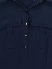 Vorschaubild 3 von Damen Blusenkleid Kurzarm Gr. 38 M Dunkelblau Casual