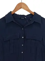 Vorschaubild 2 von Damen Blusenkleid Kurzarm Gr. 38 M Dunkelblau Casual