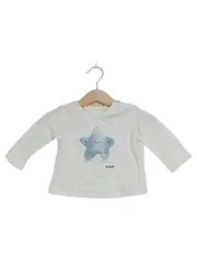 Vorschaubild 1 von Mini Langarmshirt Baby Gr. 68 Weiß Stern Applikation