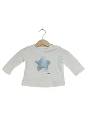 Vorschaubild 2 von Mini Langarmshirt Baby Gr. 68 Weiß Stern Applikation