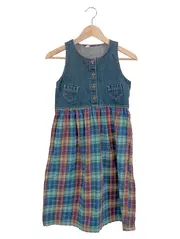 Vorschaubild 1 von Kinder Freizeitkleid Gr. 140 Blau Kariert Baumwolle Vintage