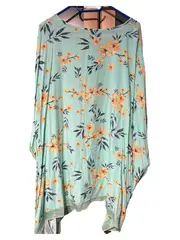 Vorschaubild 3 von Tunikakleid Damen Gr. 56/5XL Grün Floral Freizeit Viskose