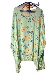 Vorschaubild 1 von Tunikakleid Damen Gr. 56/5XL Grün Floral Freizeit Viskose