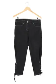 Vorschaubild 1 von Damen Stoffhose Schwarz Baumwolle Gr. M Elegant Casual Lacing