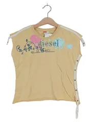 Vorschaubild 1 von Kinder T-Shirt Gr. 140 Beige Casual Logo Print Kurzarm Baumwolle