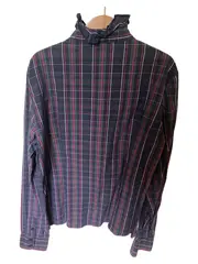 Vorschaubild 2 von Benetton Kinder Hemdbluse Kariert Langarm Rüschen Herbst Gr. 152