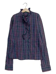 Vorschaubild 1 von Benetton Kinder Hemdbluse Kariert Langarm Rüschen Herbst Gr. 152
