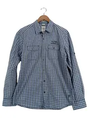 Vorschaubild 1 von Herren Freizeithemd Karohemd Gr. L Blau Weiß Baumwolle Langarm