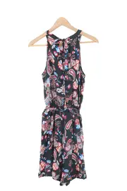 Vorschaubild 2 von Damen Jumpsuit Gr. 34/XS Schwarz Blumenmuster Bohème Overall