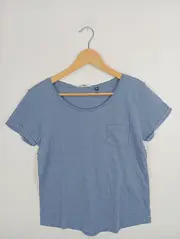 Vorschaubild 2 von Damen T-Shirt Blau Gr. 38/M Casual Baumwolle Kurzarm