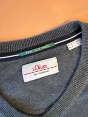 Vorschaubild 3 von Herren Pullover V-Ausschnitt Langarm Grau Gr. M Baumwolle