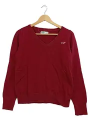 Vorschaubild 1 von Damen Pullover V-Ausschnitt Langarm Strick Rot Gr. M