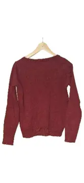 Vorschaubild 3 von Damen Pullover V-Ausschnitt Langarm Strick Rot Gr. M