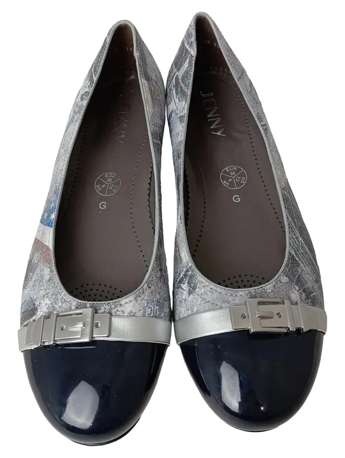 JENNY Ballerinas Damen 38 Mehrfarbig Grafisch Elegant Vintage