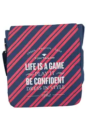 Vorschaubild 1 von Damen Umhängetasche Blau Gestreift Slogan Bag 26x29 cm Casual