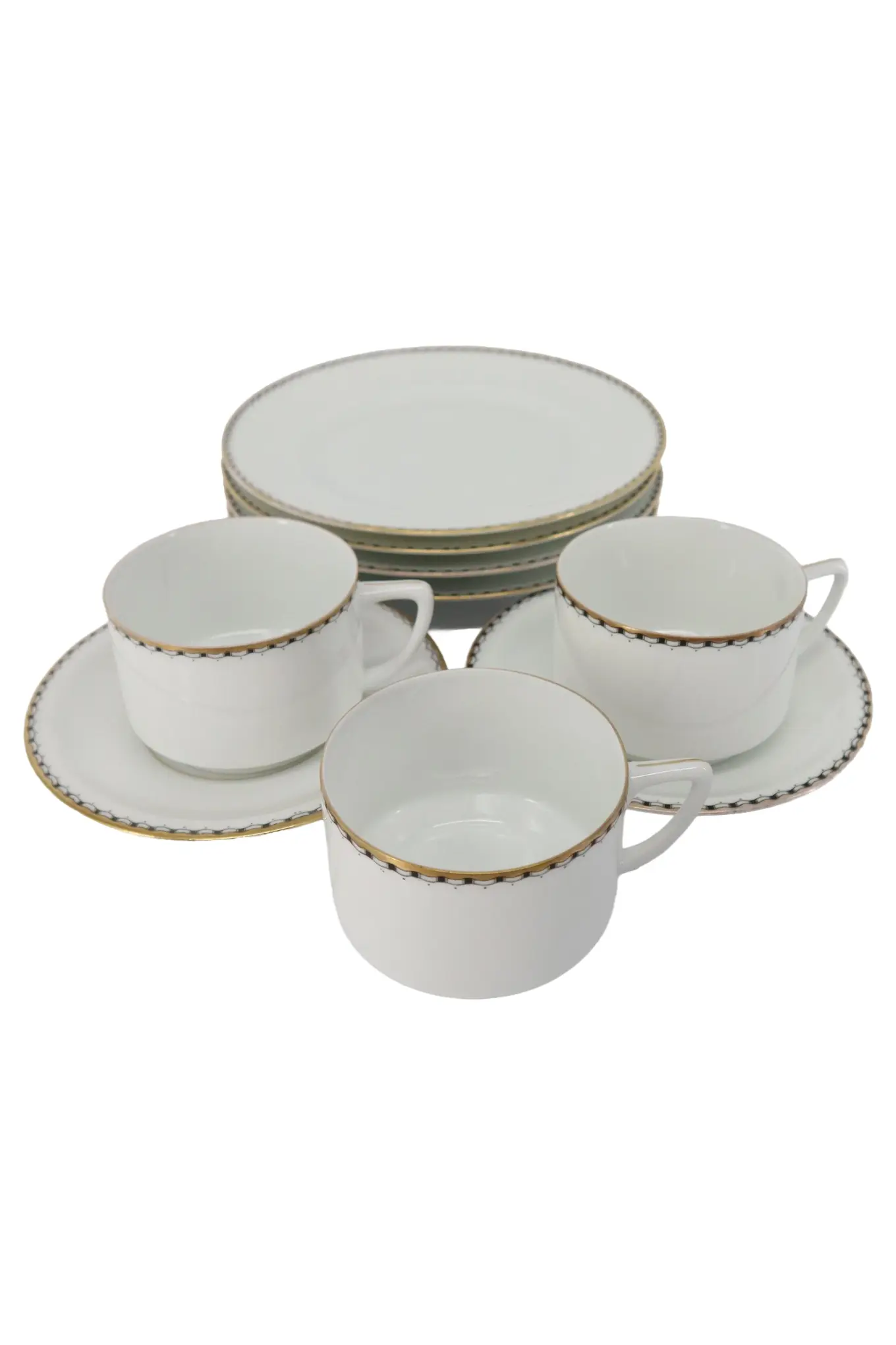 SELTMANN WEIDEN Tasse und Unterteller Weiß Porzellan Elegant Goldrand 3 Gedecke