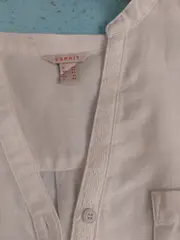 Vorschaubild 2 von Damen Tunika Bluse Gr. 40 Weiß Leinen Baumwolle V-Ausschnitt