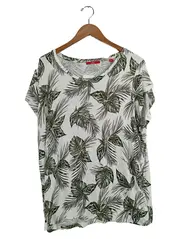 Vorschaubild 1 von Damen T-Shirt Gr. 46 Blättermuster Tropical Viskose Weiß Grün