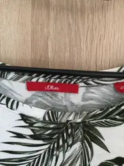 Vorschaubild 2 von Damen T-Shirt Gr. 46 Blättermuster Tropical Viskose Weiß Grün