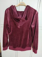 Vorschaubild 4 von Damen Samt Kapuzenpullover Schnürung Rot Gr. 38/M