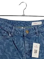 Vorschaubild 2 von Damen Jeans Straight Leg Gr. 38 Blau Grafisch Muster Casual