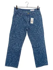 Vorschaubild 1 von Damen Jeans Straight Leg Gr. 38 Blau Grafisch Muster Casual