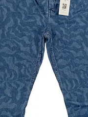 Vorschaubild 3 von Damen Jeans Straight Leg Gr. 38 Blau Grafisch Muster Casual