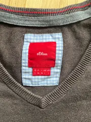 Vorschaubild 5 von Herren Pullover V-Ausschnitt Braun Meliert Baumwolle Gr. L