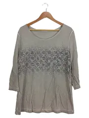 Vorschaubild 2 von Langarmshirt Damen Gr. 44 Beige Casual Pailletten Ornament Muster