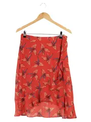 Vorschaubild 1 von A-Linienrock Blumenmuster Rot Gr. 38/M Midirock Bohemian Vintage