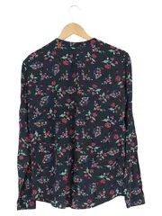 Vorschaubild 2 von Damen Bluse XS/32 Blau Blumenmuster Klassisch Casual Langarm Viskose