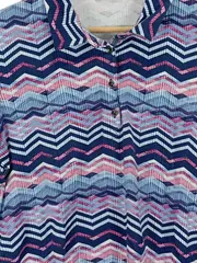 Vorschaubild 2 von Damen Poloshirt Gr. 44/XXL Mehrfarbig Zickzackmuster Baumwolle