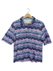 Vorschaubild 1 von Damen Poloshirt Gr. 44/XXL Mehrfarbig Zickzackmuster Baumwolle